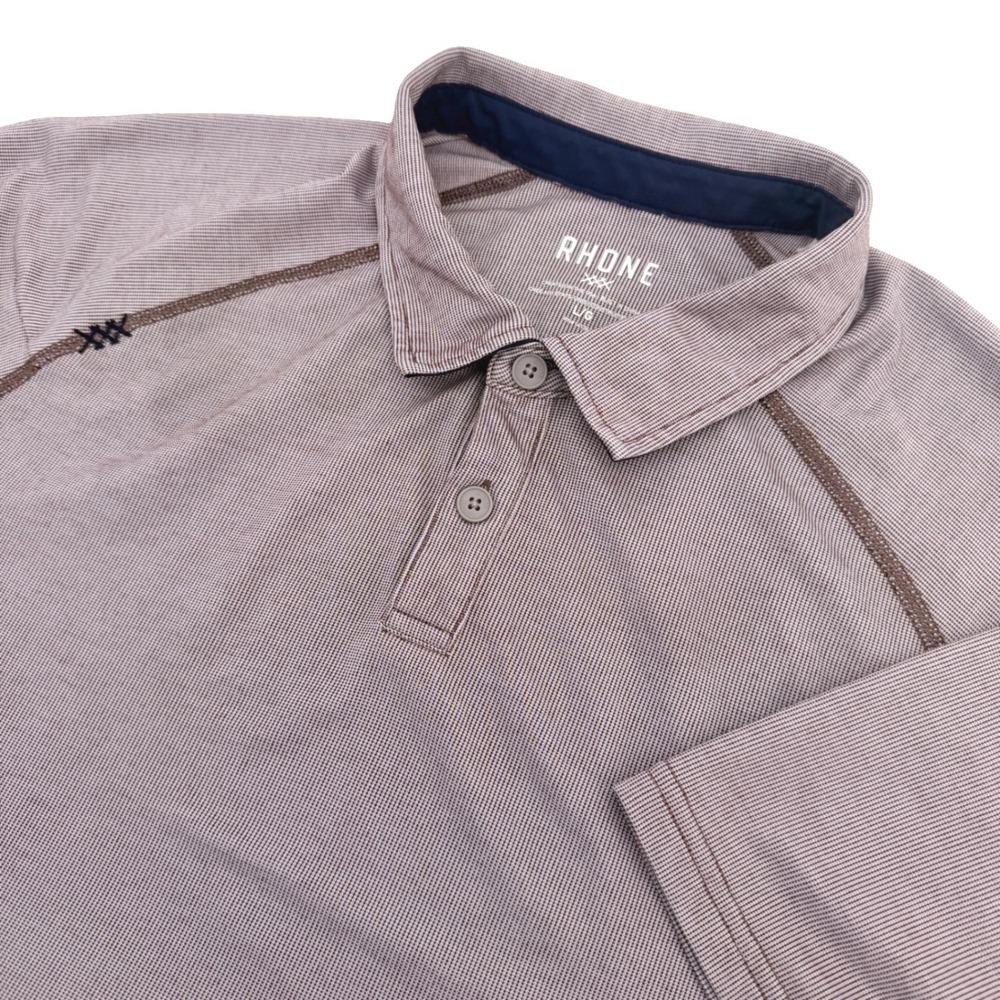Rhone Polo Shirt Mens L Mauve Raglan Sleeve Tencel Blend Athletic Casual *Flaws